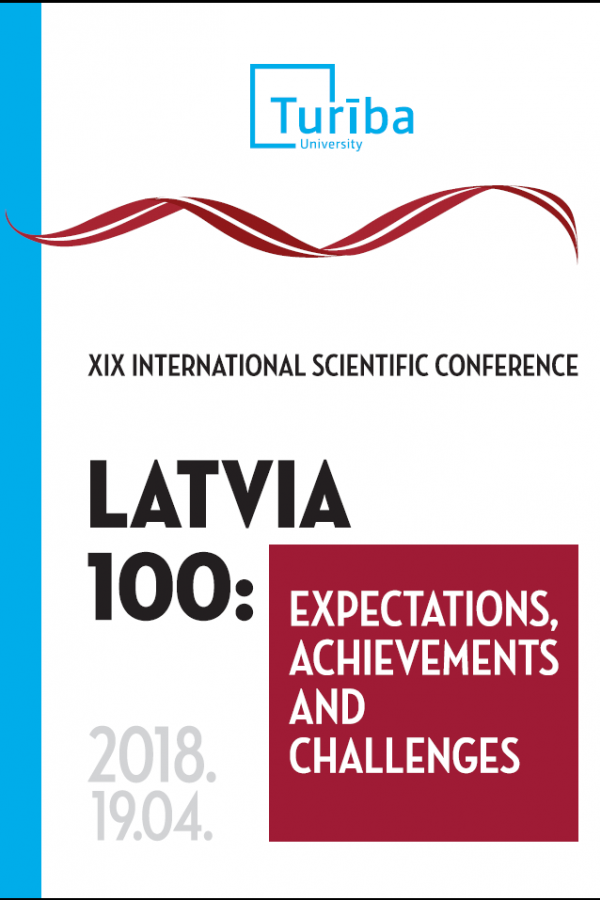 XIX Starptautiskā zinātniskā konference - LATVIA 100: EXPECTATIONS, ACHIEVEMENTS AND CHALLENGES cover