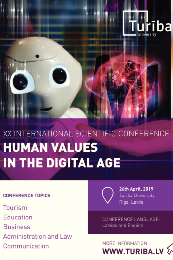 XX Starptautiskā zinātniskā konference - HUMAN VALUES IN THE DIGITAL AGE cover