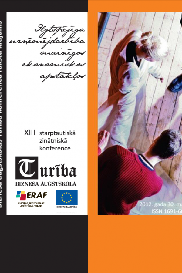 XIII starptautiskā zinātniskā konference - ILGTSPĒJĪGA UZŅĒMĒJDARBĪBA MAINĪGOS EKONOMISKOS APSTĀKĻOS cover