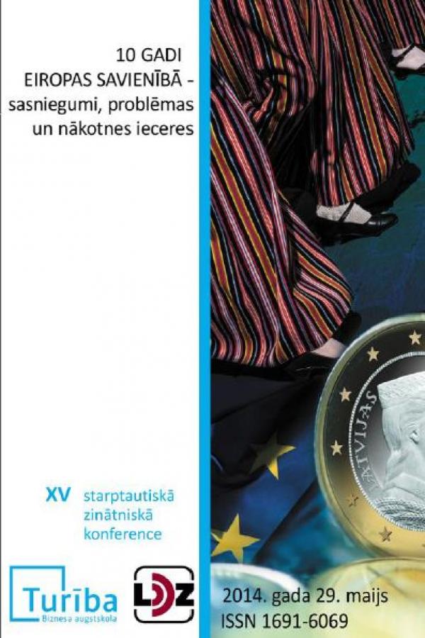 XV starptautiskā zinātniskā konference - 10 GADI EIROPAS SAVIENĪBĀ - SASNIEGUMI, PROBLĒMAS UN NĀKOTNES IECERES cover